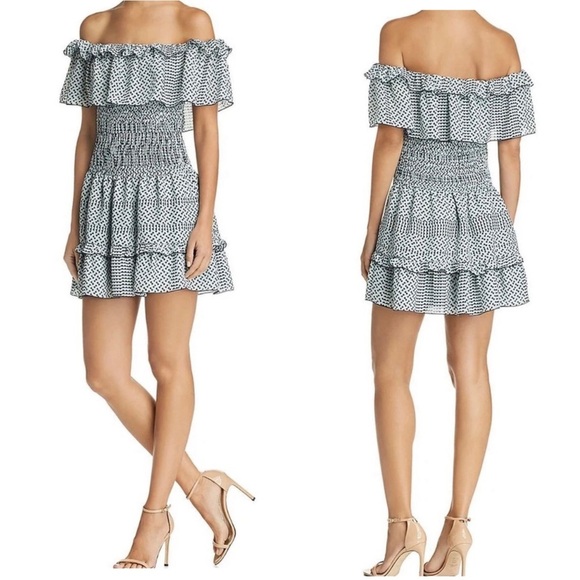 Parker Hali On or Off-Shoulder Smocked Fit
& Flare Dress in Multi Sz. Medium - Picture 1 of 10